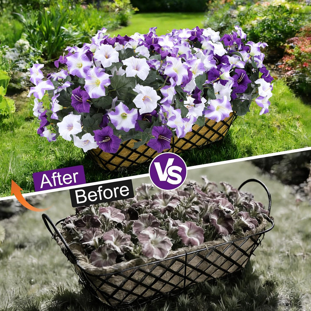 Geegoods Artificial Petunias Flowers for Outdoors, 8 Bundles UV Resistant