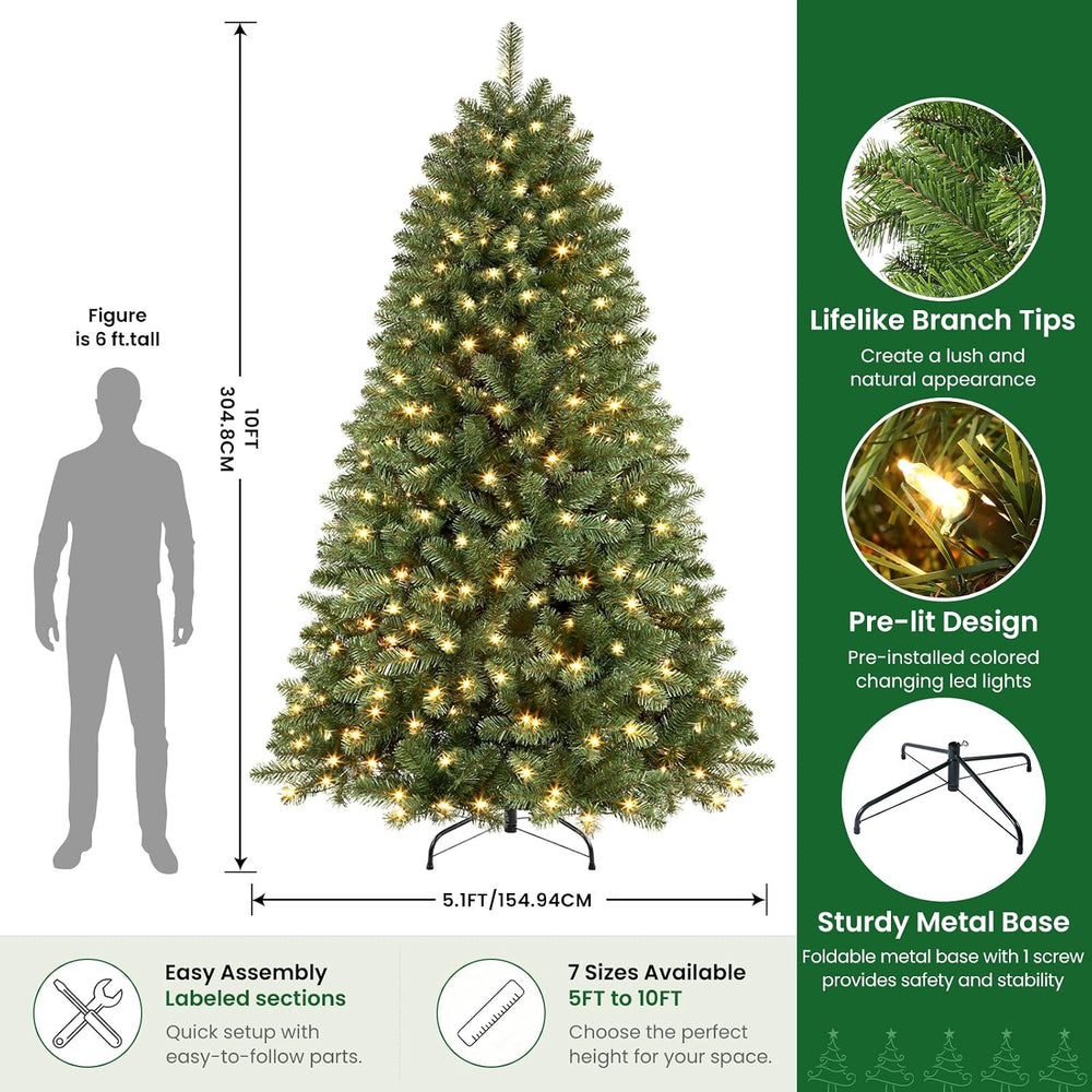 SHareconn 10ft Prelit Artificial Classic Spruce Christmas Tree