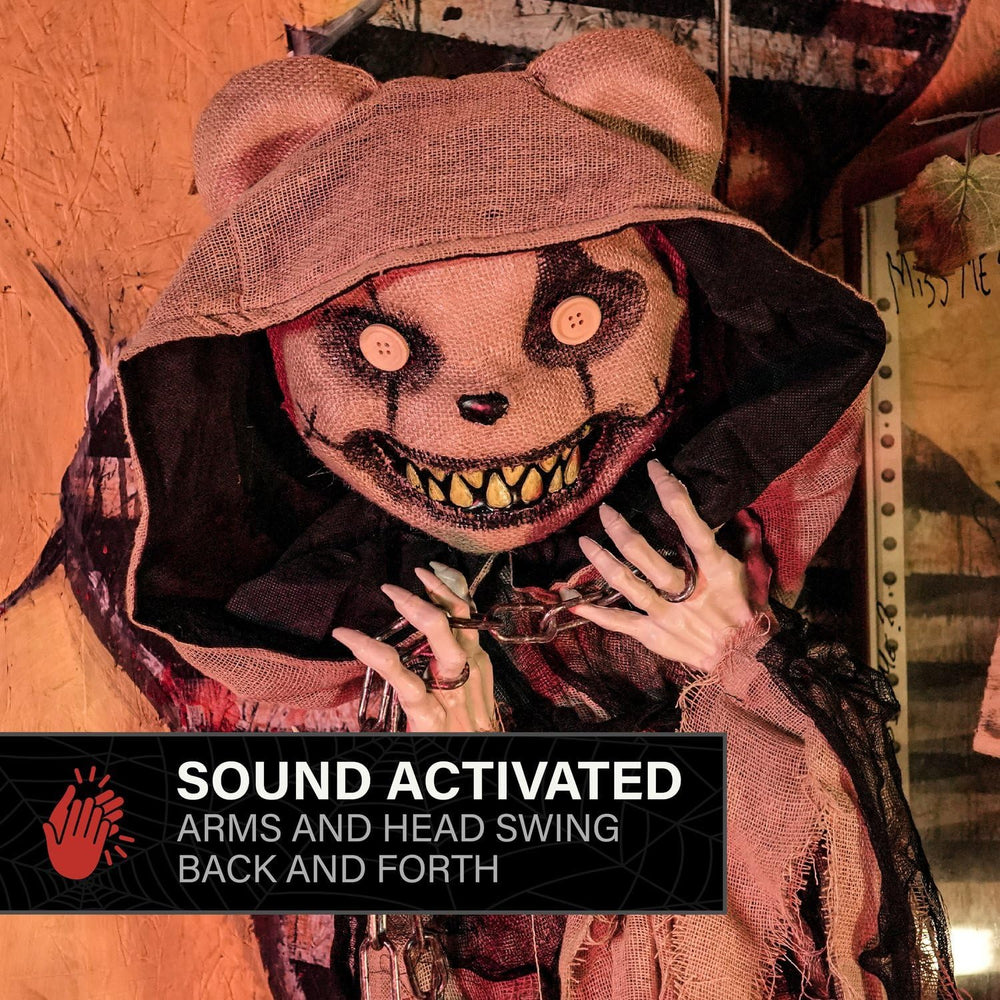 Haunted Hill Farm 3.3-Ft. Burlap Bear Halloween Animatronic
