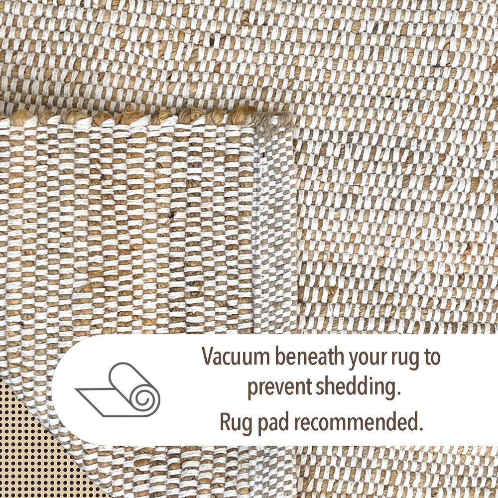 Jute Cotton Runner Rug, 2x7, Natural Jute/Cream