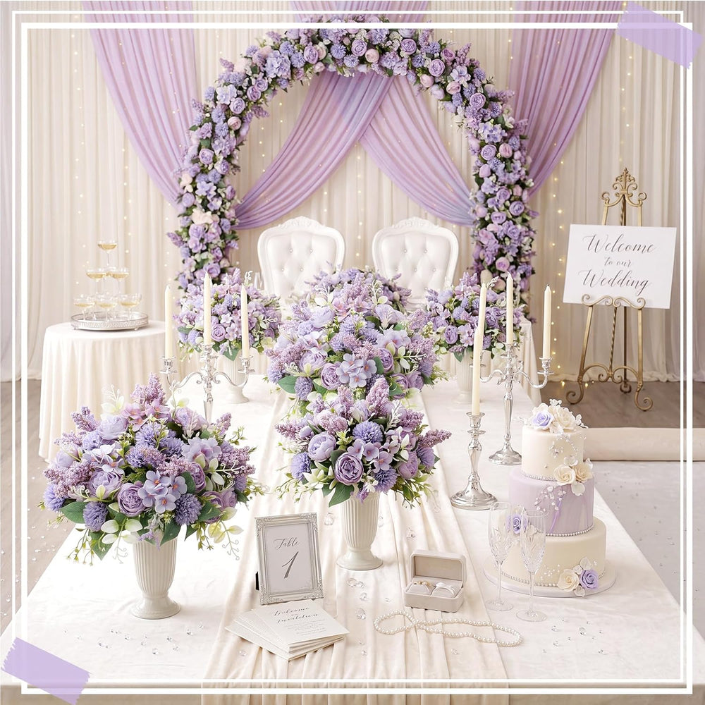 12 Pcs 13.4 Inch Artificial Flowers Bouquet,Peony,Purple