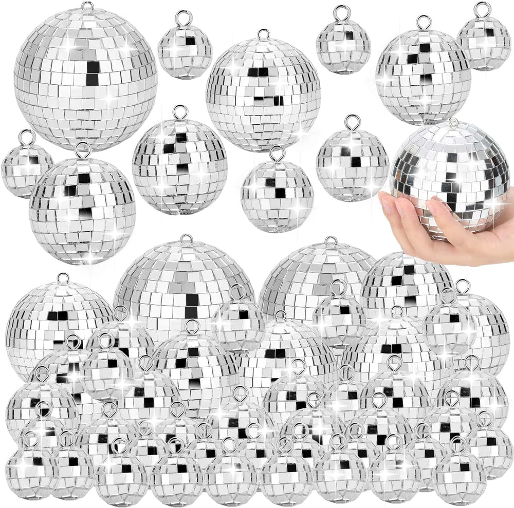 Flasoo 70 PCS Disco Ball, 5 Sizes Disco Ball Ornaments, 4/3.2/2.4/2/1.2 Inch ...