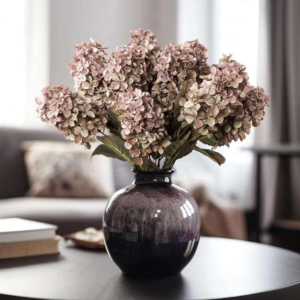 Fake Flowers Hydrangea Silk Flowers with Stems,Brown Flowers Fall Hydrangea A...
