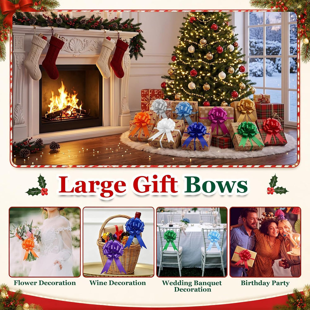 200 Pcs 5 Inch Christmas Pull Bows, Multicolor