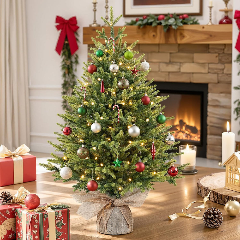 Alupssuc 3ft Prelit Artificial Mini Christmas Tree for Tabletop Desk Decor