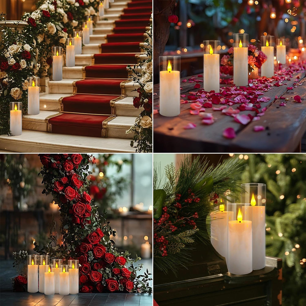 24 Pcs Acrylic LED Flameless Candles with 4 Remote,White,Flickering, Clear, S...