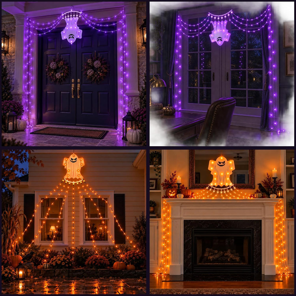 17FT RGB-IC Halloween String Lights Outdoor with Ghost Topper