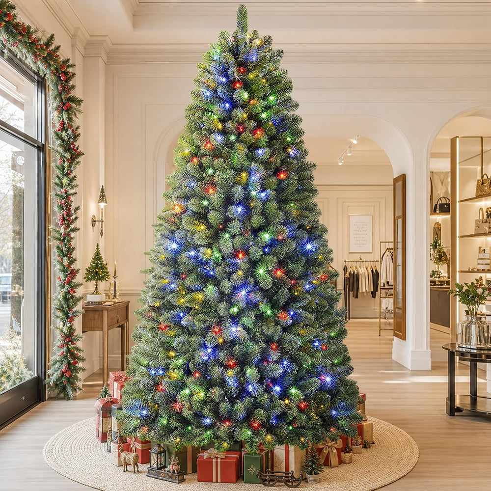 8FT Artificial Prelit Classic Christmas Tree with Remote Control,Timer