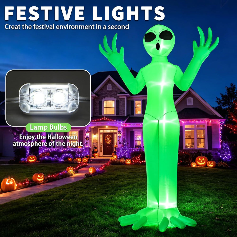 Halloween Inflatables Alien Outdoor Decoration 10FT Giant Alien Yard Décor