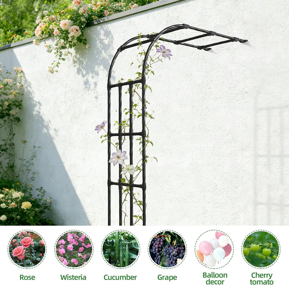 Half Side Garden Arch Trellis for Climbing Plants Outdoor,4FT×8.5FT