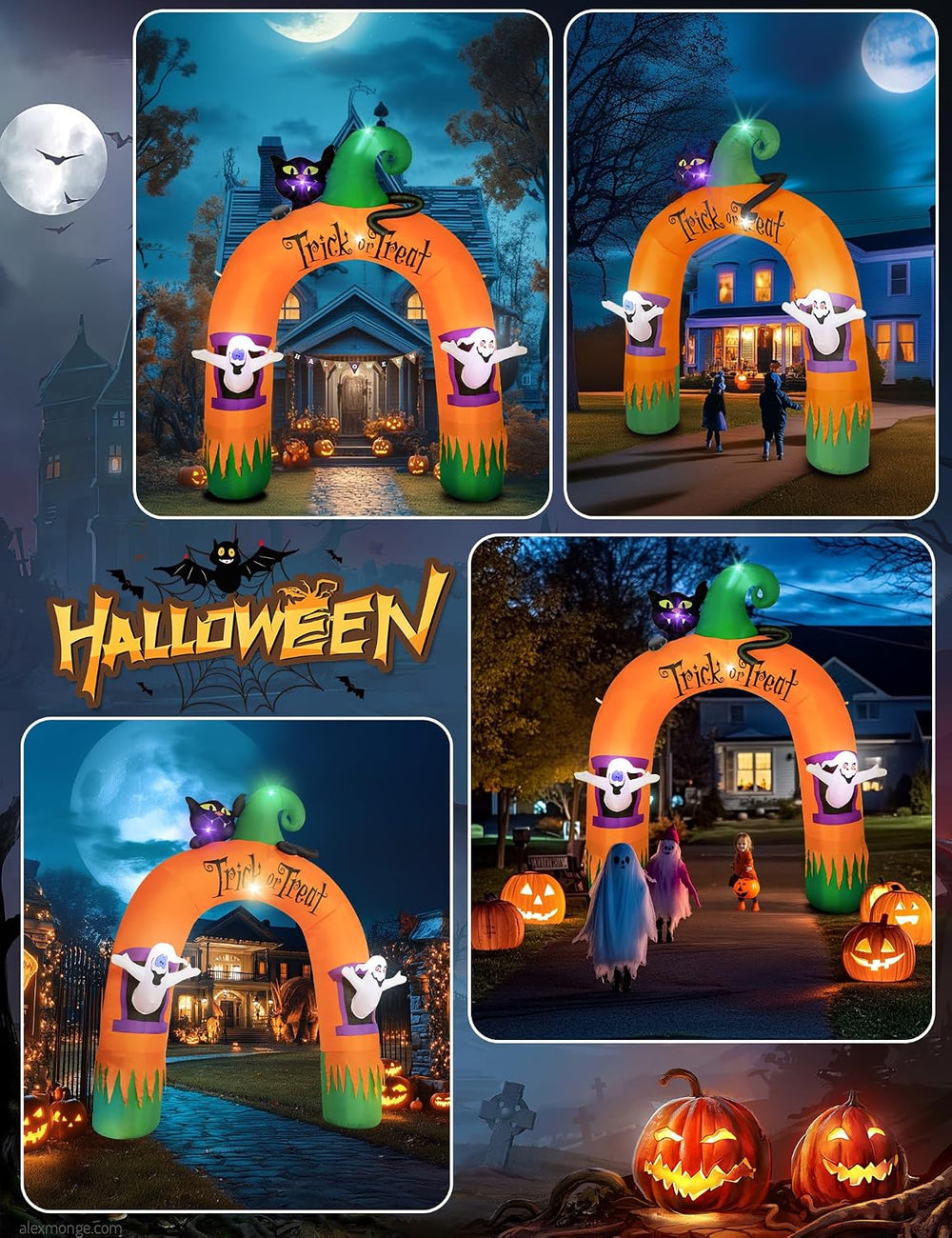 10FT Large Halloween Inflatable Archway Decoration, Halloween Blow Up Lighted...