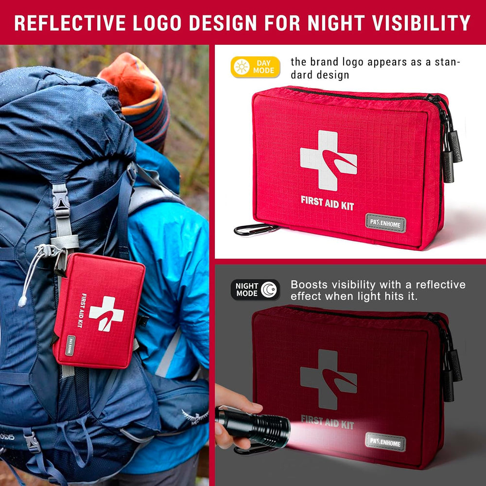 300 Piece First Aid Kit, Compact Waterproof First Aid Bag with 9 Organized Co...