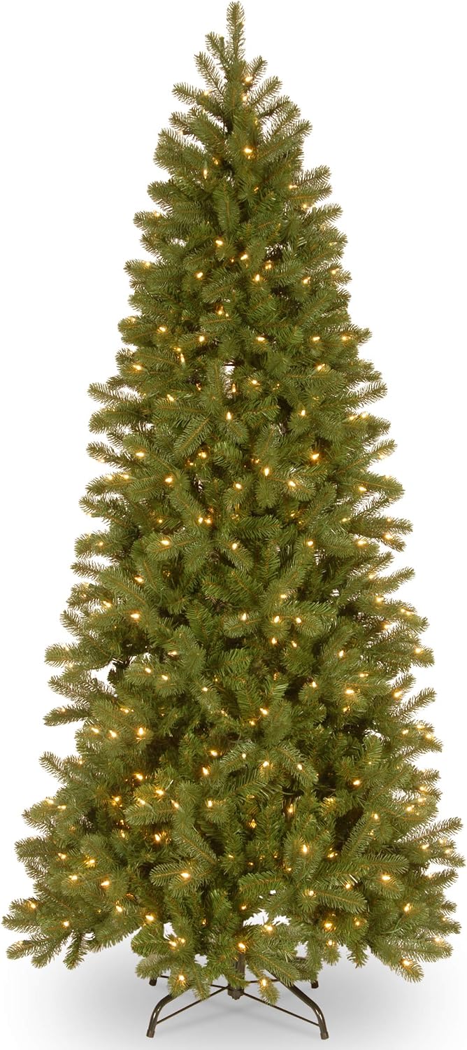 National Tree Company 7ft Pre-Lit Downswept Douglas Fir Slim Christmas Tree