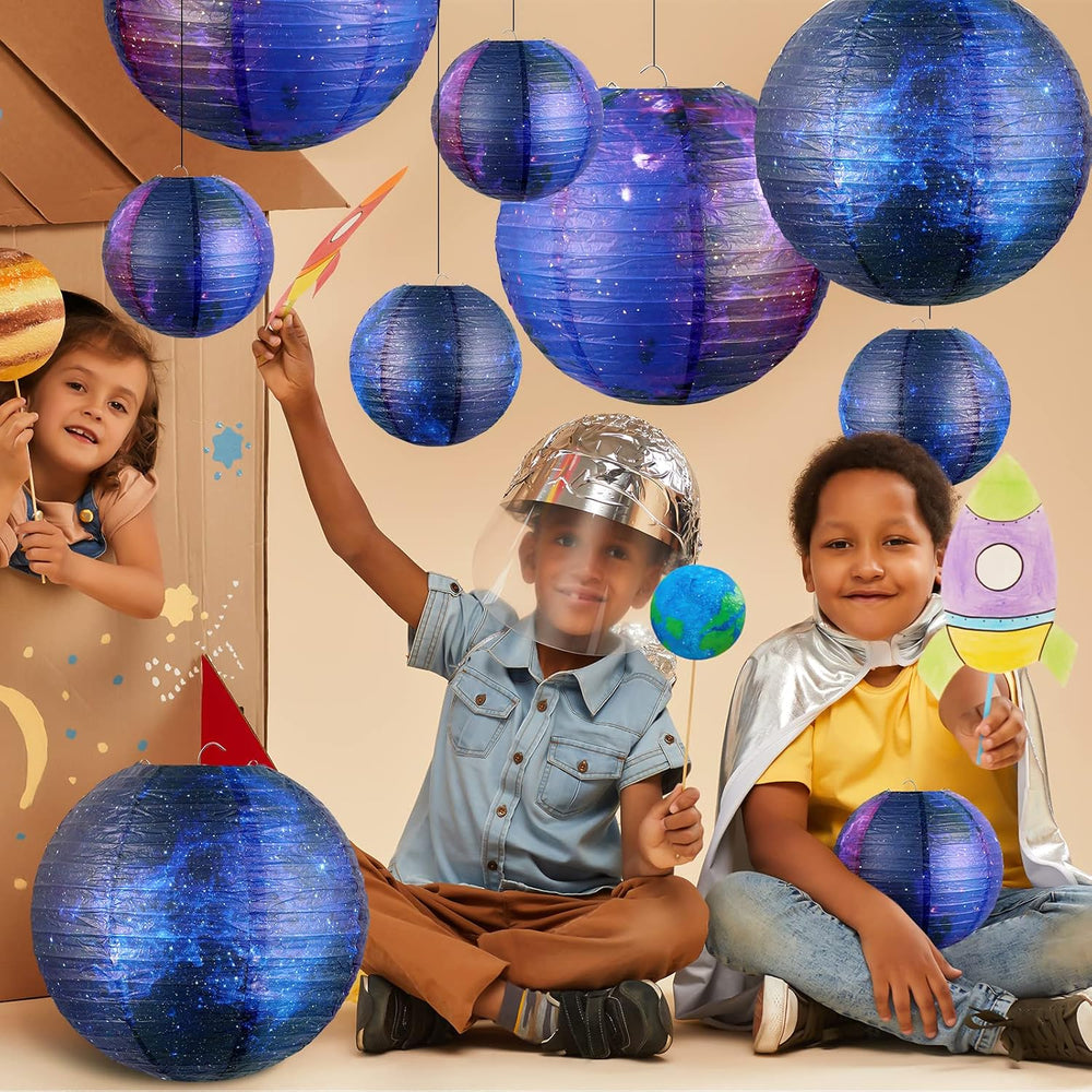 Hortsun 20 Pcs Galaxy Paper Lanterns Space Themed Hanging Party Decorations