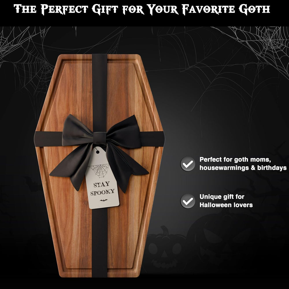 Large Coffin Cutting Board 17x10.5In Gothic Charcuterie Board. Spooky Decor