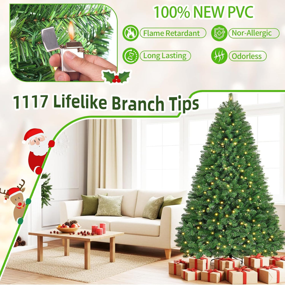7ft Pre-Lit Christmas Tree with 360 Warm White LED Lights