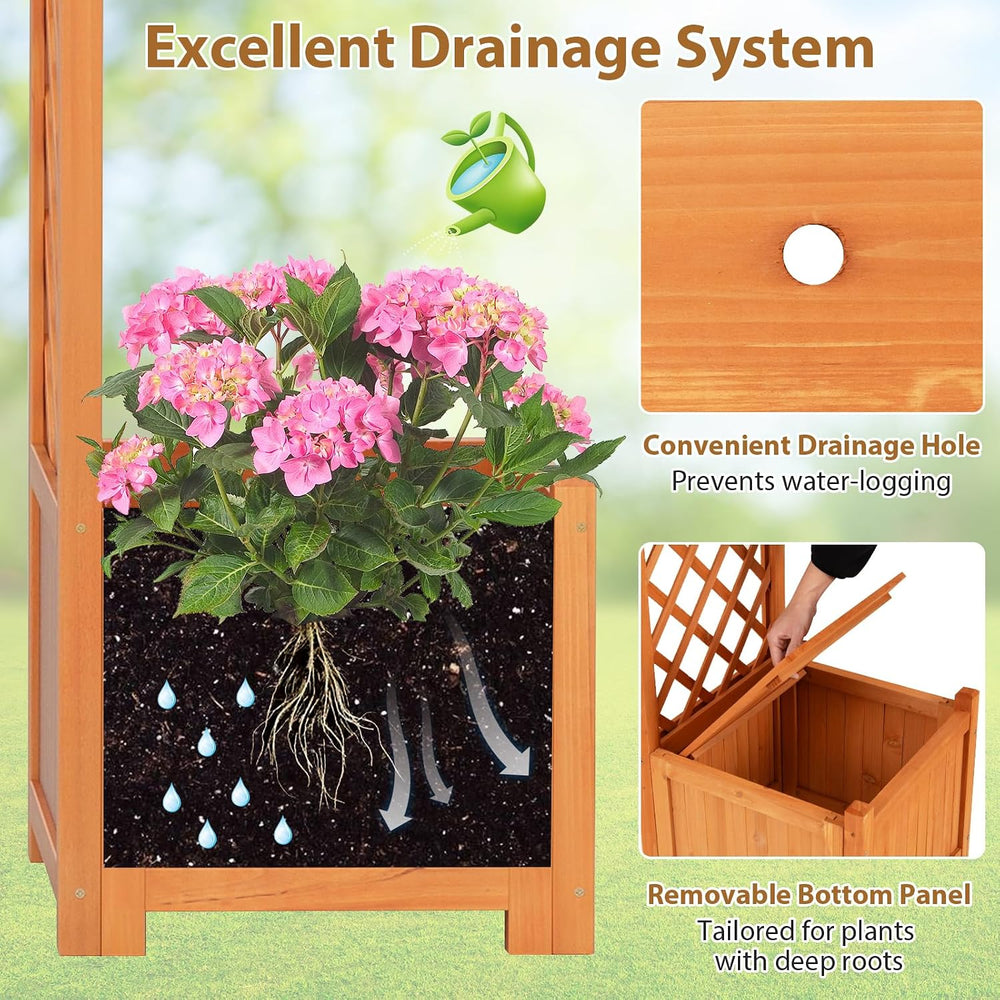 Giantex Garden Arbor with Planter Boxes, Wooden Arch with Trellis and Raised ...
