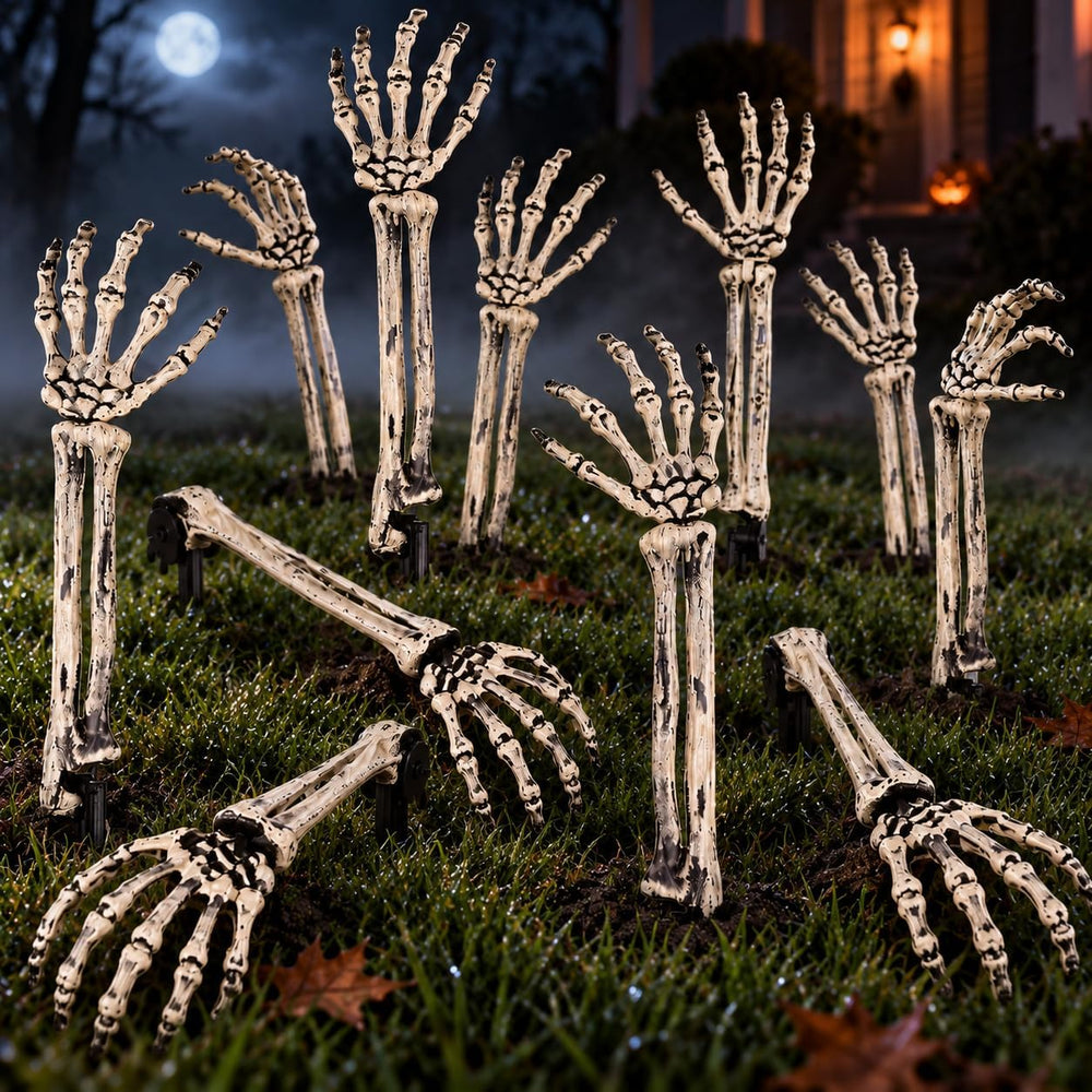 Halloween Decorations Outdoor, 10 Pcs Skeleton Arms Yard Stakes,17.7in