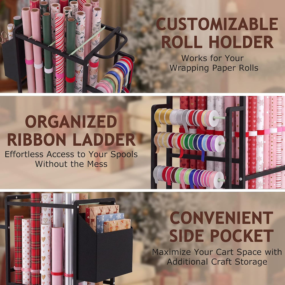 Nyamofly Wrapping Paper Storage Cart, Wrapping paper organizer storage