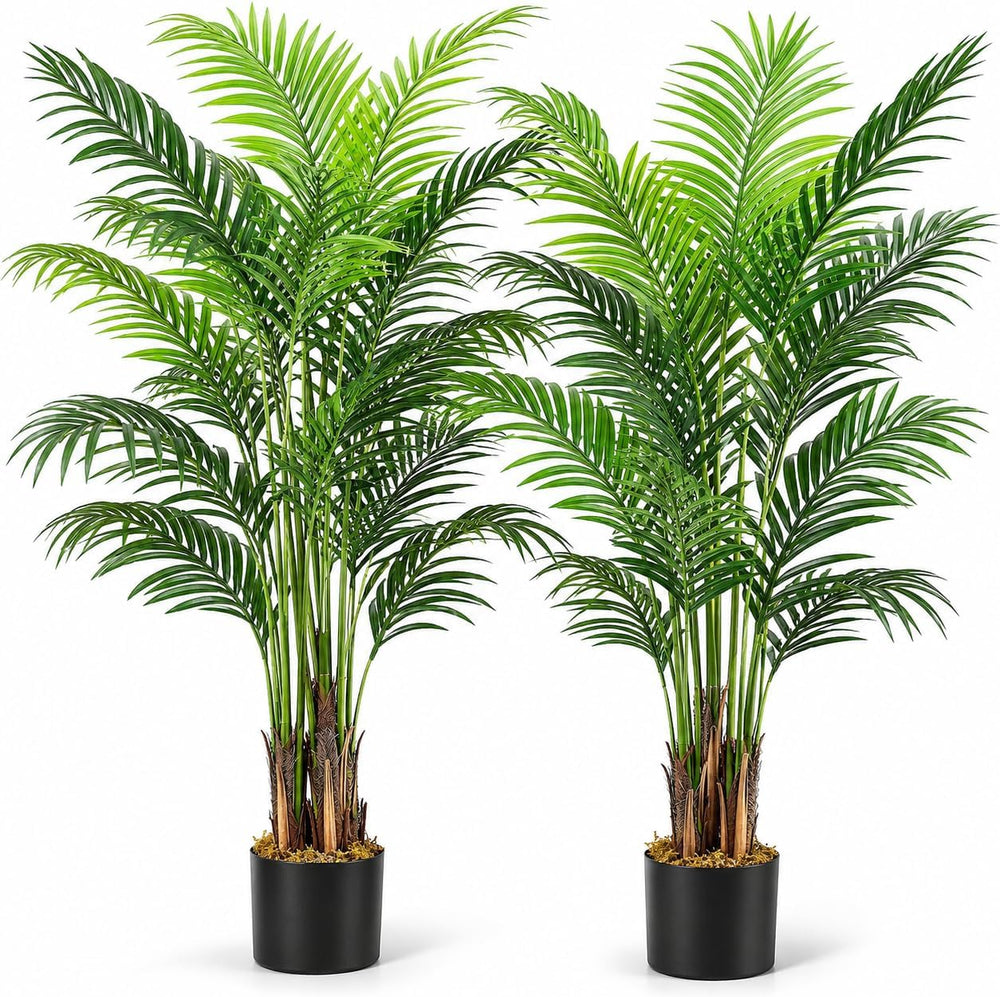 6ft Artificial Areca Palm Trees, 2 Pack, 19-Trunk Faux Plants