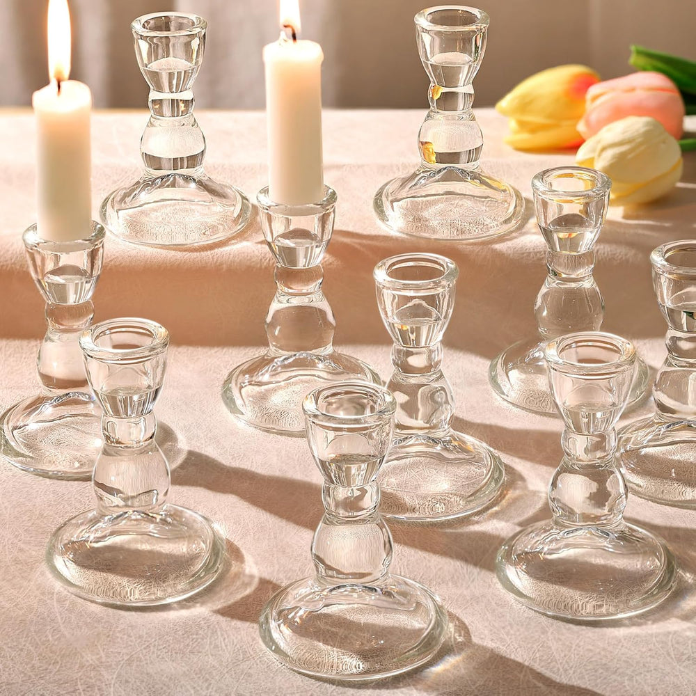 Lanttu 24 Pcs Candlestick Holders Bulk 3.55''x2.56'' Taper Ca...