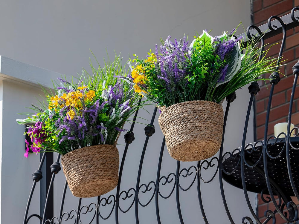 25PCS Artificial Plants Outdoor, Faux Lavender Flower Greenery Stem Outside