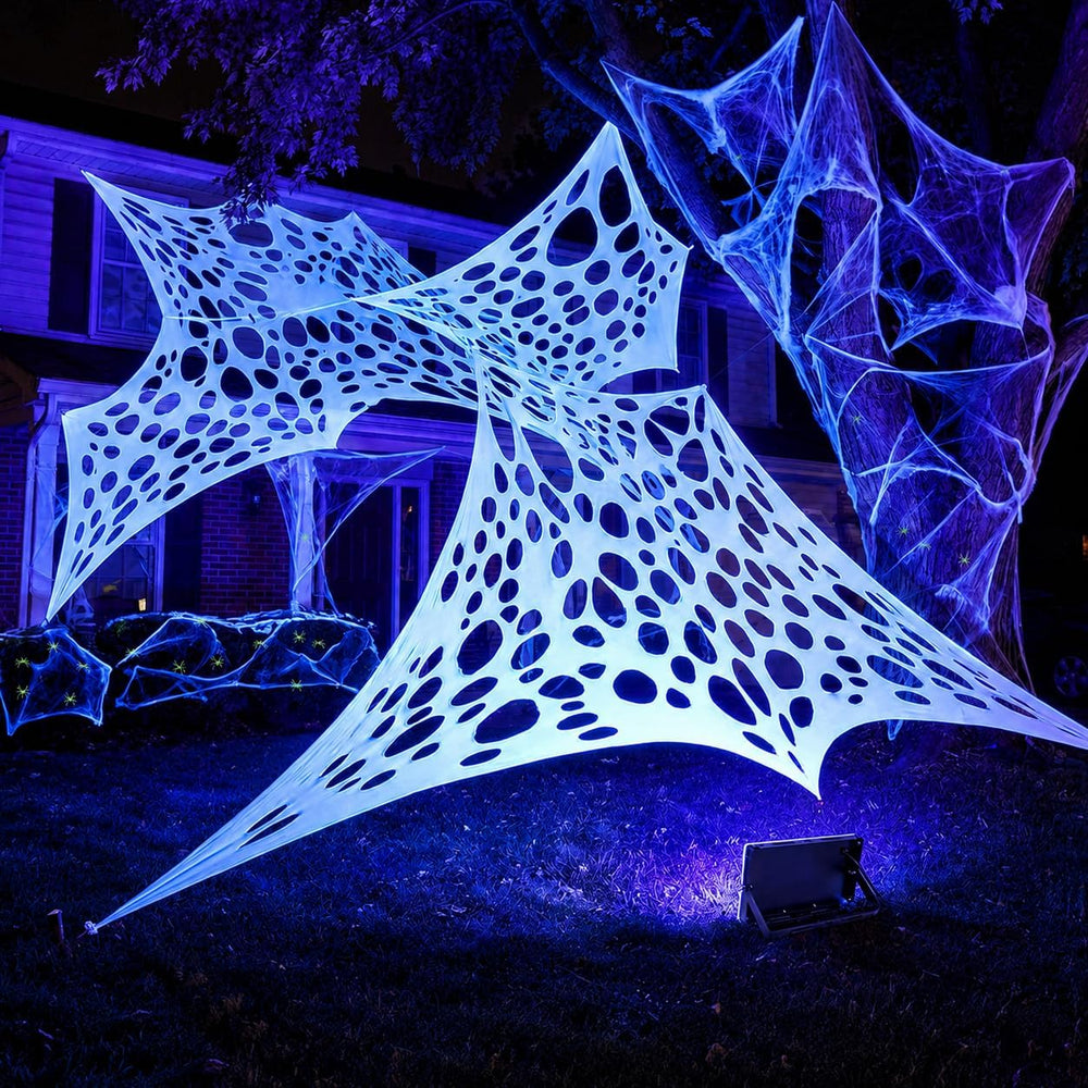 1360 Sqft Glow in the Dark Stretchy Spider Web Halloween Decoration