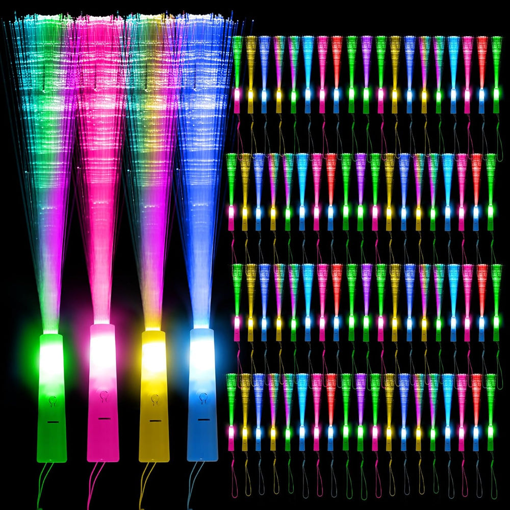 80 Pack Glow Sticks LED, Fiber Optic Light Wands for Concerts and Events