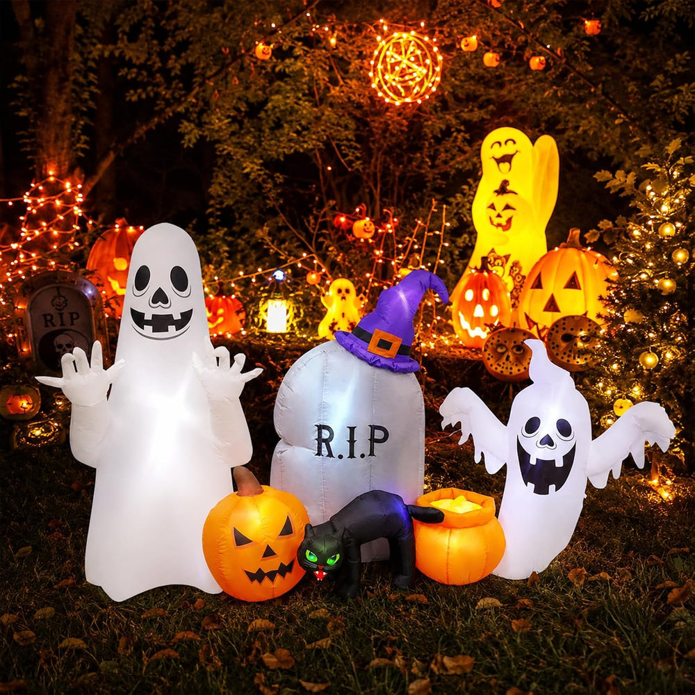 MGparty 8FT Halloween Inflatable Ghost Cat Pumpkin