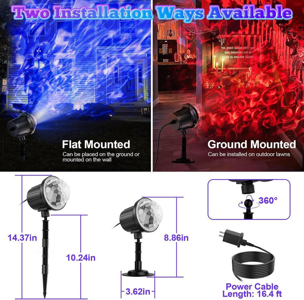 (2 Pack) Halloween Christmas Projector Lights Outdoor - RGBW Ocean Wave LED L...