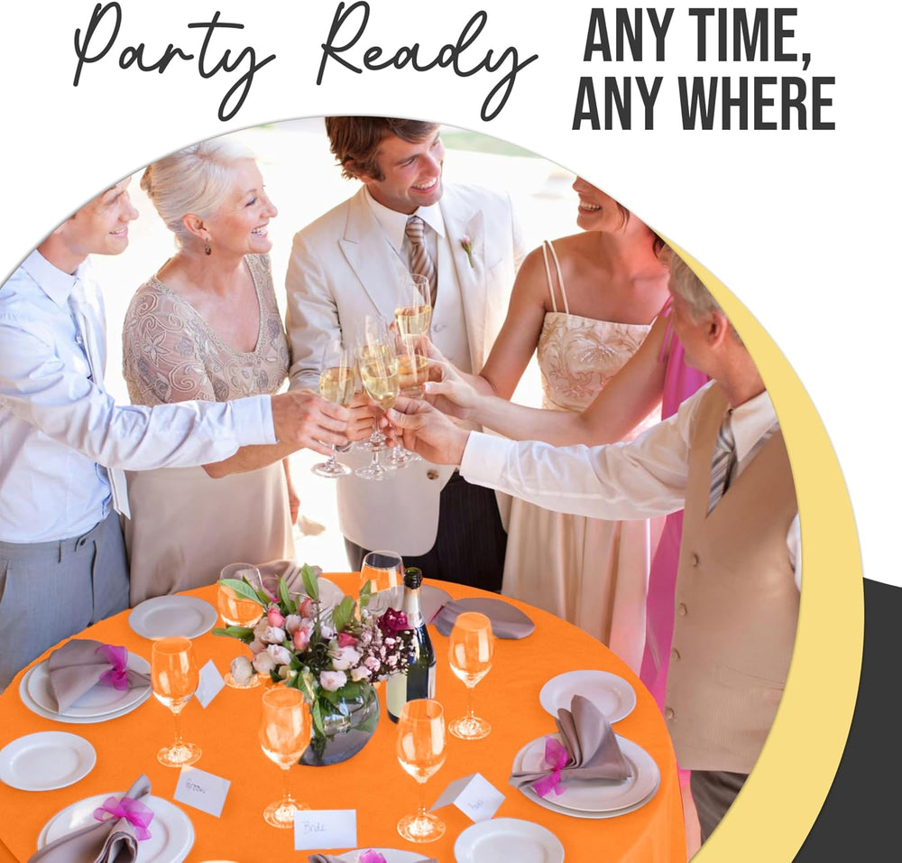 Exquisite 66% Thicker Orange Round Tablecloth 84" - 48 Pack