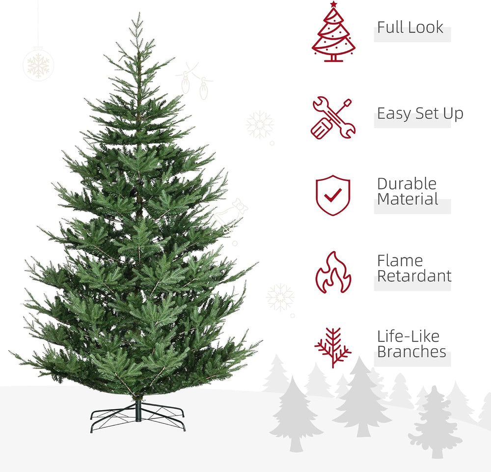 HOMCOM 9 Foot Artificial Christmas Tree, Pine Hinged Xmas Tree with 1939 Real...