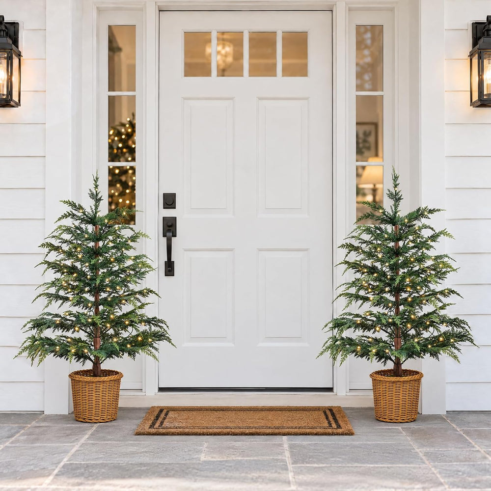 Christmas Decorations 2 Pack 3FT Pre-Lit Artificial Cypress Christmas Tree