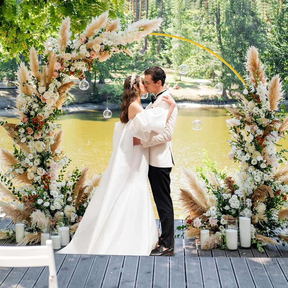Fomcet Round Backdrop Stand Gold 7.2ft Circle Arch Large Metal Wedding Arch