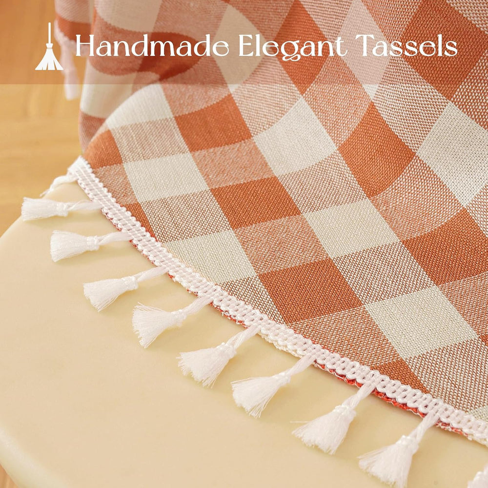 Alsoo Fall Gingham Tablecloth Rectangle Cotton Linen Style, 55 x 120