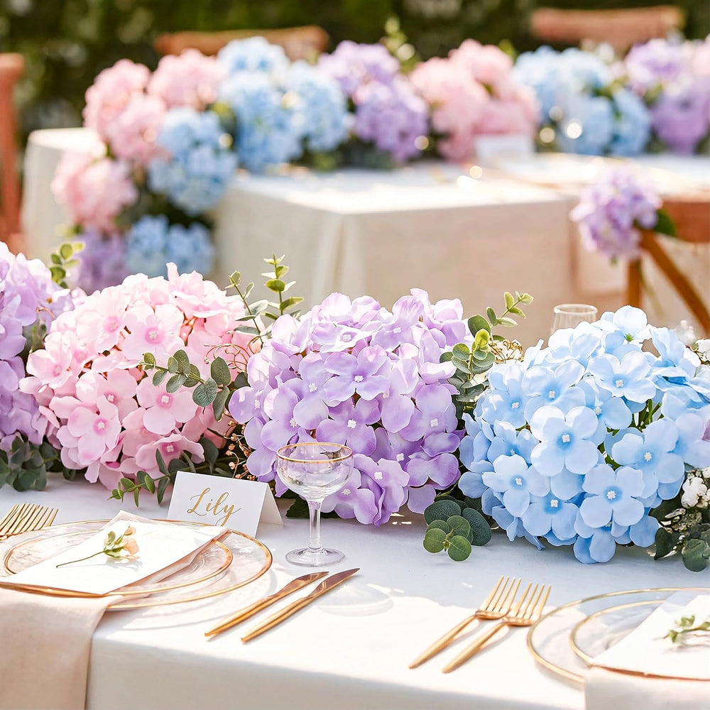 Auihiay 64Pcs Hydrangea Artificial Flowers Bulk, Faux Hydrangea Flowers