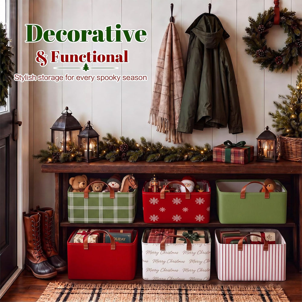 Boao 6 Pack Minimalist Christmas Storage Baskets for Gifts Collapsible