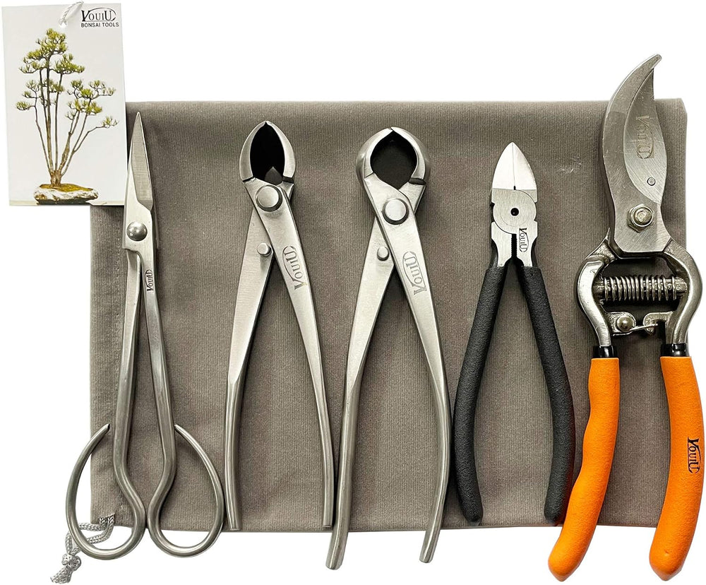 vouiu 5-Piece Bonsai Tool Set,Bonsai Scissors,Concave Cutter,Knob Cutter,Wire...