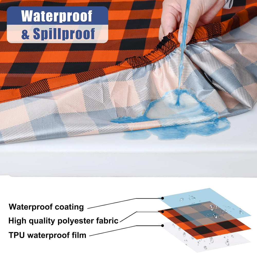 Smiry 8 Foot Picnic Table Cloth 2 Pack, Elastic Fitted Polyester Tablecloth