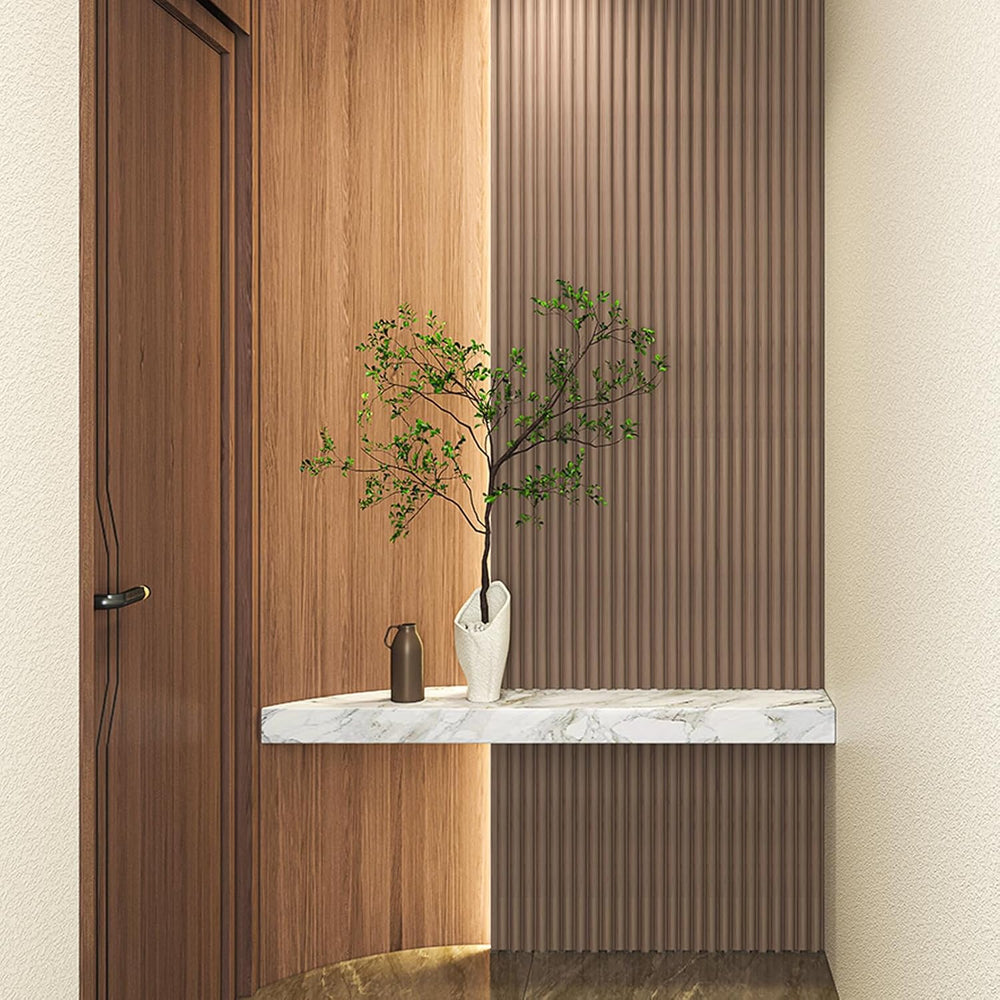 Art3d 108 x 5.7 in Fluted Wood Wall Paneling for Home Decor, Beaded Ashtree