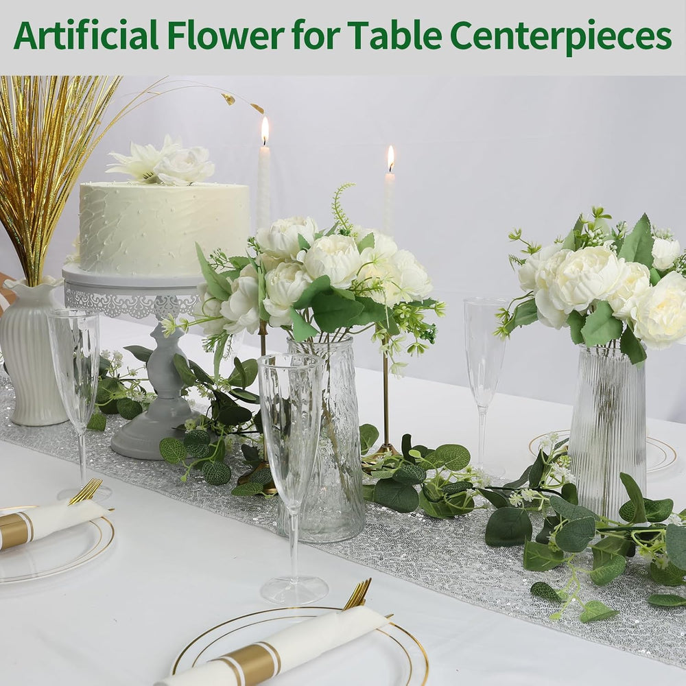 12 Bundles White Peonies Artificial Flowers Bulk for Centerpiece
