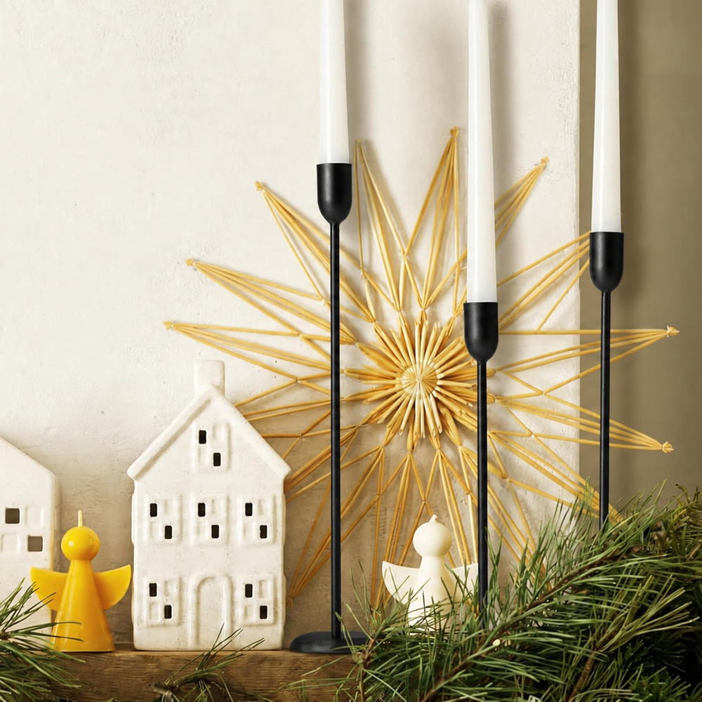 Black Candlestick Holders Set of 6 - Black Iron Candle Holders for Christmas,...