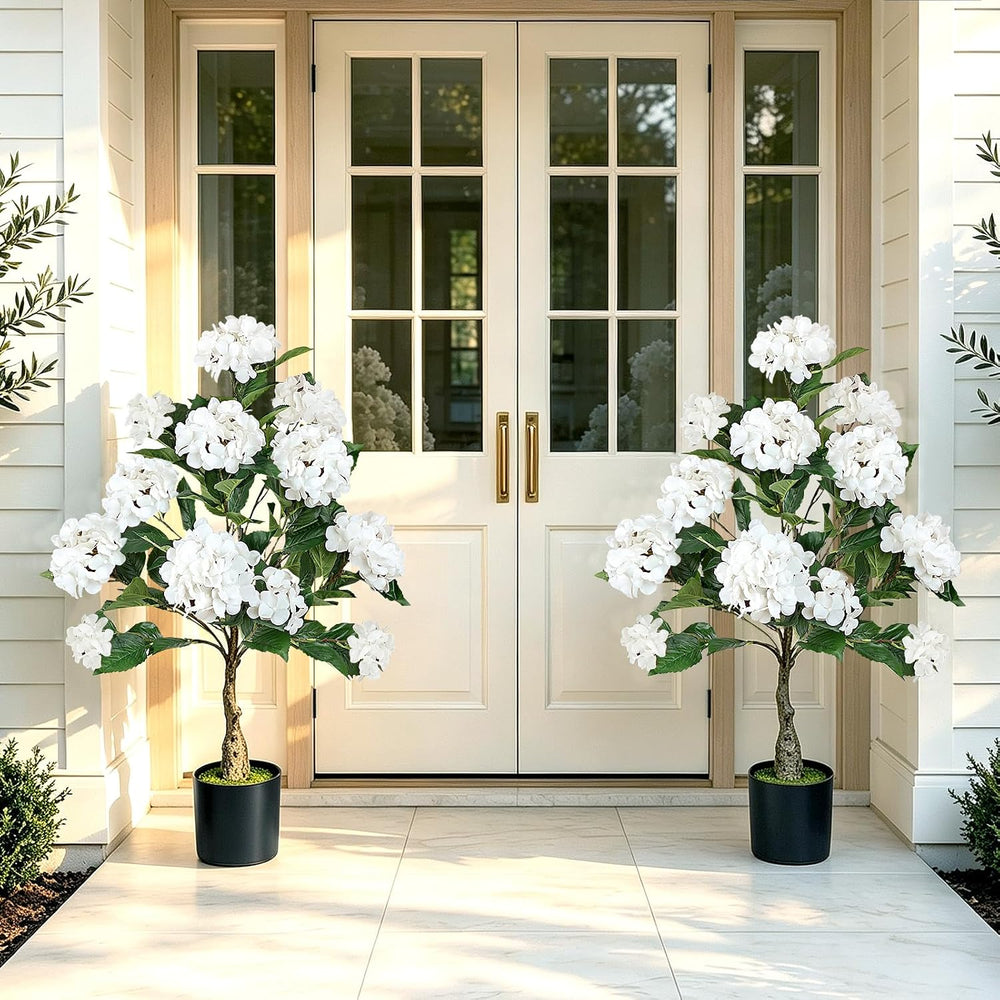 2 Pcs Faux Hydrangea Tree, 3Ft Hydrangea Artificial Flowers Potted
