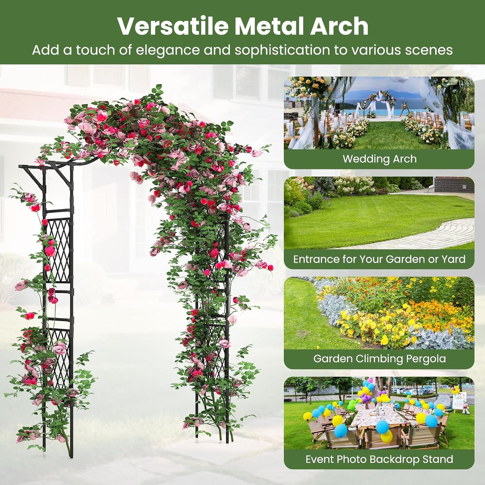 Giantex Garden Arch Trellis, 67''W x 83''H Metal Arbor with C...