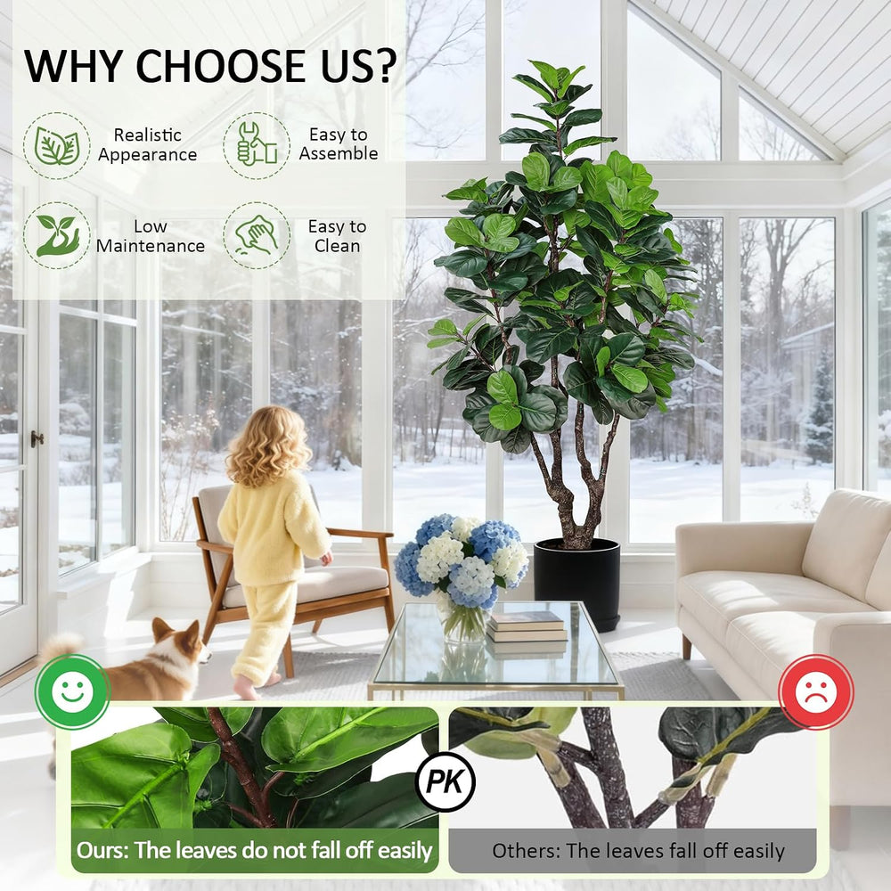 7FT Artificial Fiddle Leaf Fig Tree for Home Decor, Faux Plants Indoor