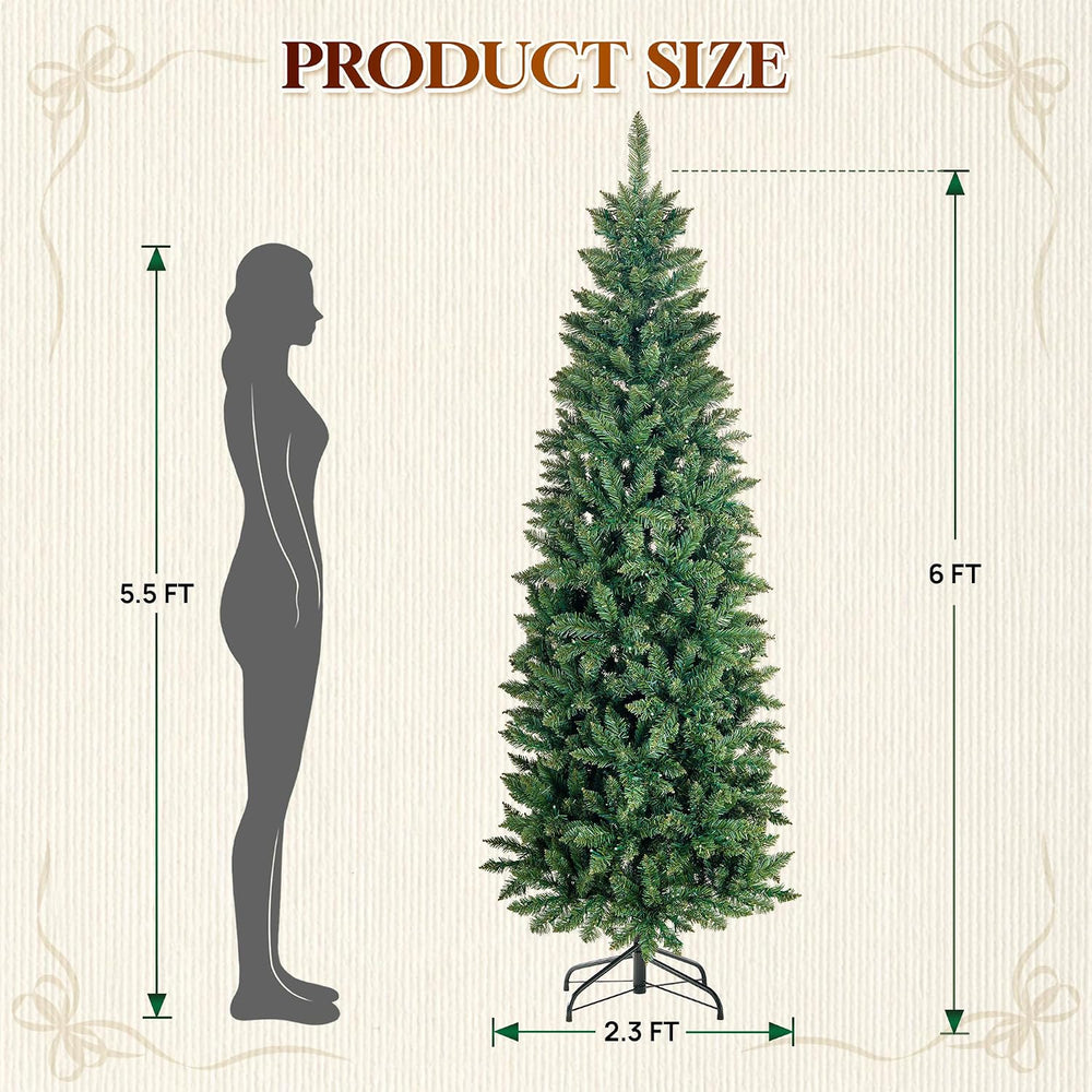 6 ft Prelit Pencil Christmas Tree, RGBW Lights, App Control