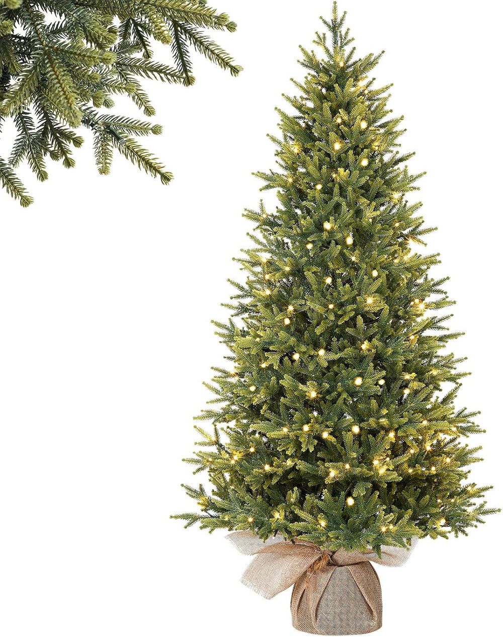 Alupssuc 5ft Prelit Artificial Small Christmas Tree with Warm White Lights