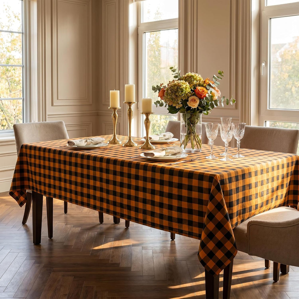 Waterproof Gingham Tablecloth, Checkered Fabric Table Cover for Kitchen Dinin...