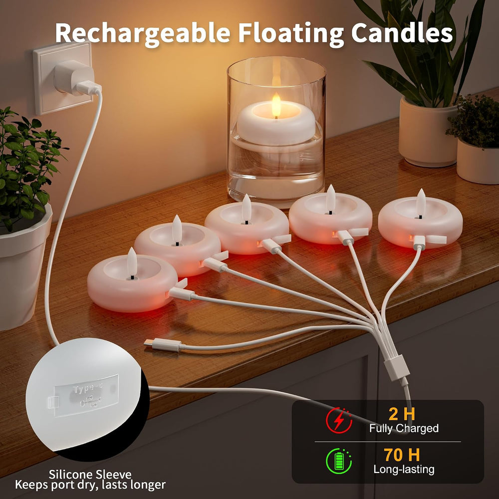 12 Pack Rechargeable Flameless Floating Candles, Flickering LED Tea Lights