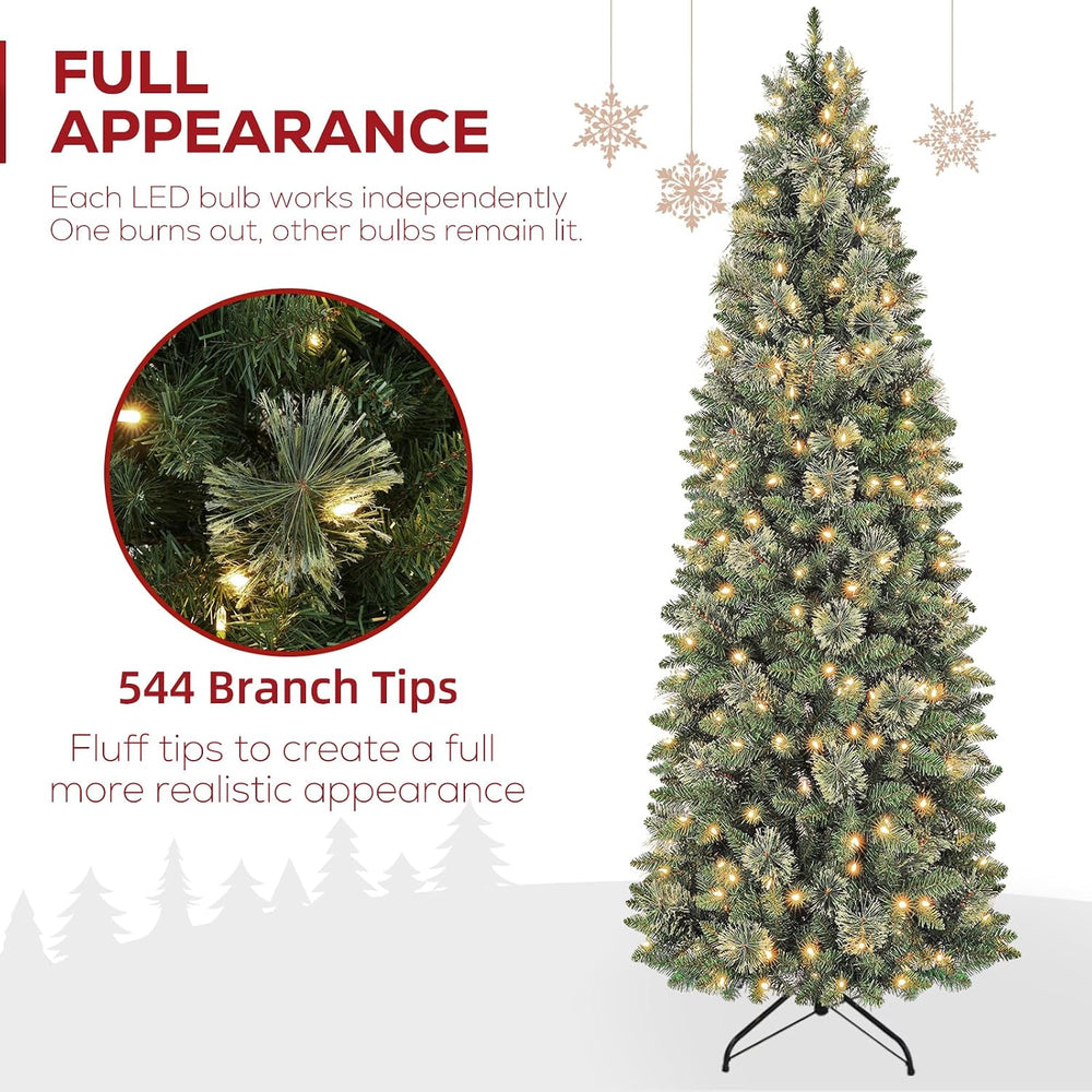 Hykolity 6 ft Pencil Prelit Christmas Tree with Pine Needles